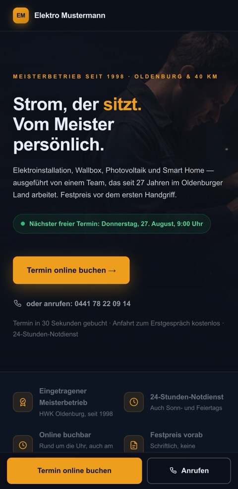 Dieselbe Website auf dem Handy
